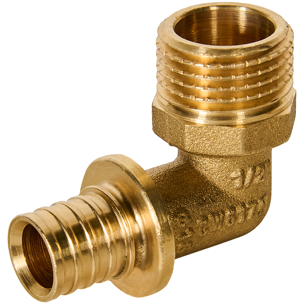 Угольник-переходник с наружной резьбой ROMMER 16xG 1/2 для труб из сшитого полиэтилена аксиальный, RFA-0005-001612