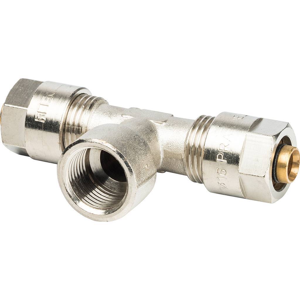 Тройник с внутр.резьбой Prandelli Multyrama (16х2,0х1/2) для металлопластиковых труб винтовой, 103.08.51.6