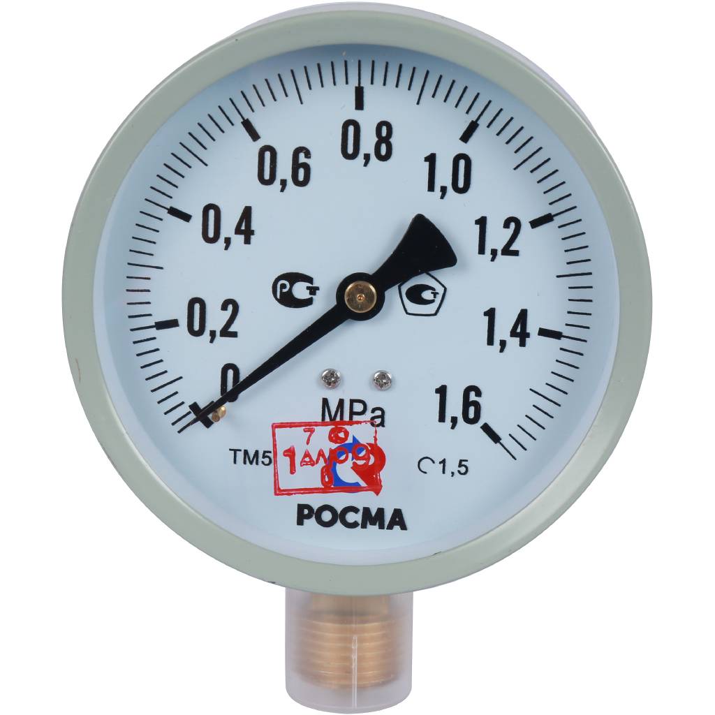 Манометр стандартный РОСМА 100 мм 150 градусов 1/2 давление 1.6 МРа ТМ-510Р 00000006818