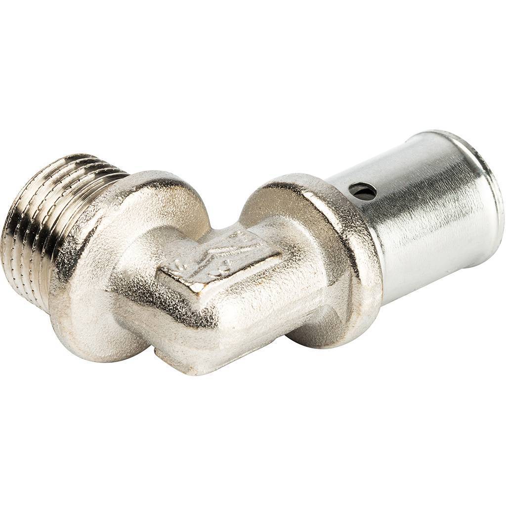 Угольник Prandelli Multyrama с нар.рез. (16х2,0)х1/2 для металлопластиковых труб прессовой, 109.05.51.6