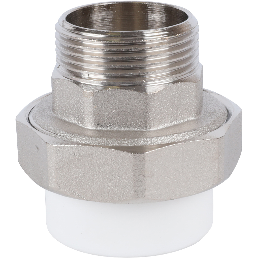 Муфта разъемная Политэк 40х1 1/4 с наружной резьбой для полипропиленовых труб под сварку (цвет белый), 7000240114