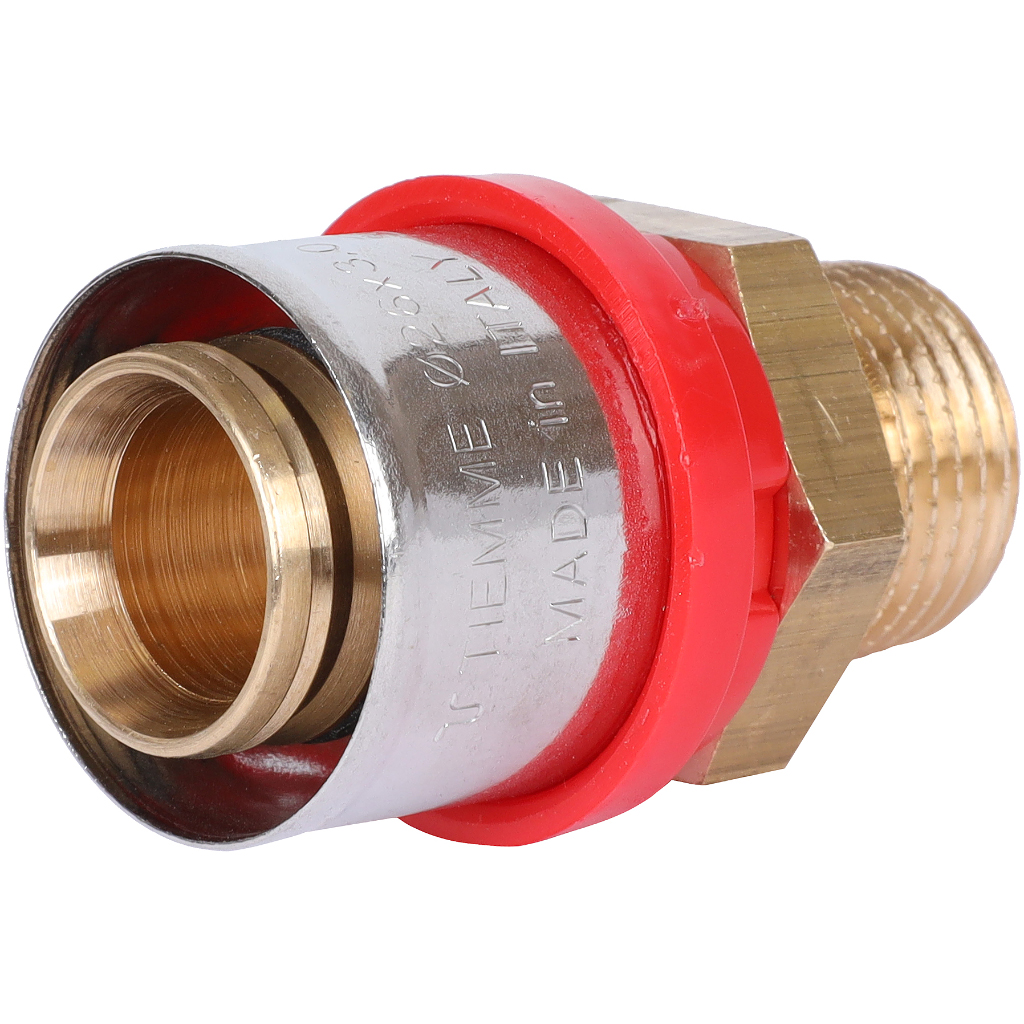 Муфта TIEMME с наружной резьбой 26x1/2 для металлопластиковых труб прессовой, 1650180