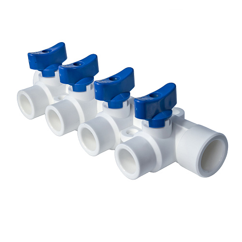 Коллектор с шаровым краном универсальный PPR 25х20/4, RTP