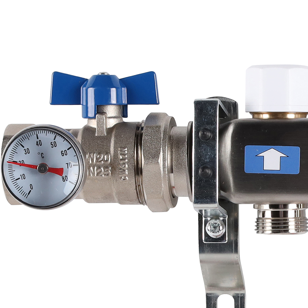 Коллектор из нержавеющей стали в сборе с расходомерами ROMMER 4 выхода