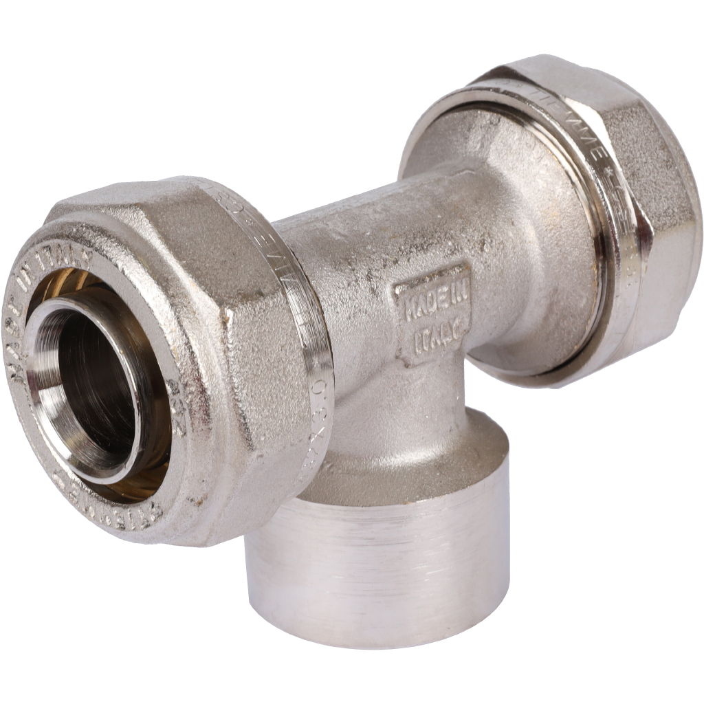 Тройник TIEMME с внутренней резьбой (32х3.0х1) для металлопластиковых труб винтовой, 1600048