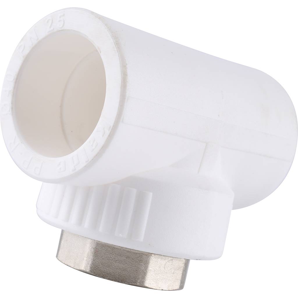 Тройник Kalde с внутренней резьбой 40x1 1/4 для полипропиленовых труб под сварку (цвет белый), 3222-tfo-401a40