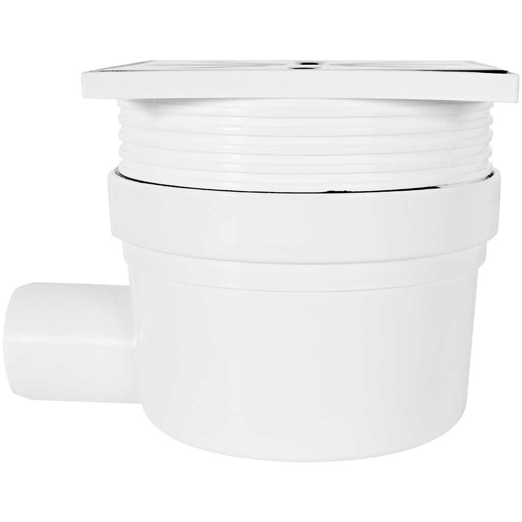 Трап регулируемый, боковой Sinikon металлическая решетка 150*150 (Белый) D50, 15.B.050.R.M.B