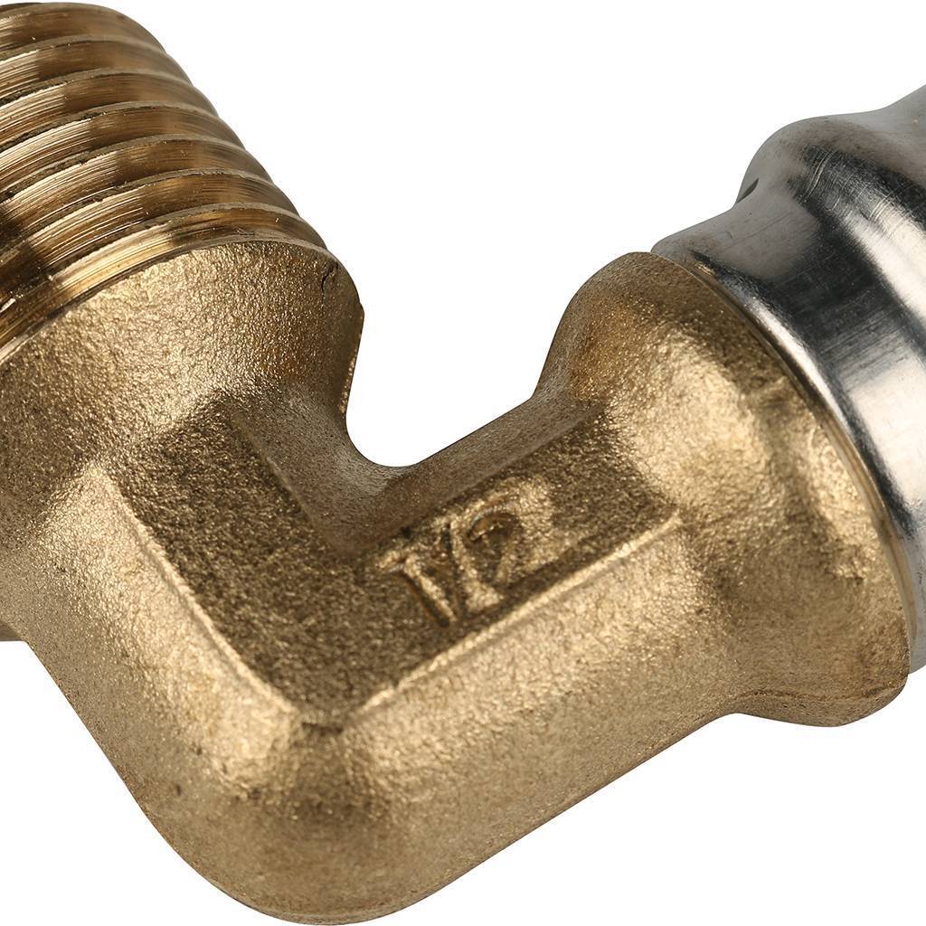 Угольник-переходник STOUT с наружной резьбой 1/2 х16 для металлопластиковых труб прессовой, SFP-0011-001216