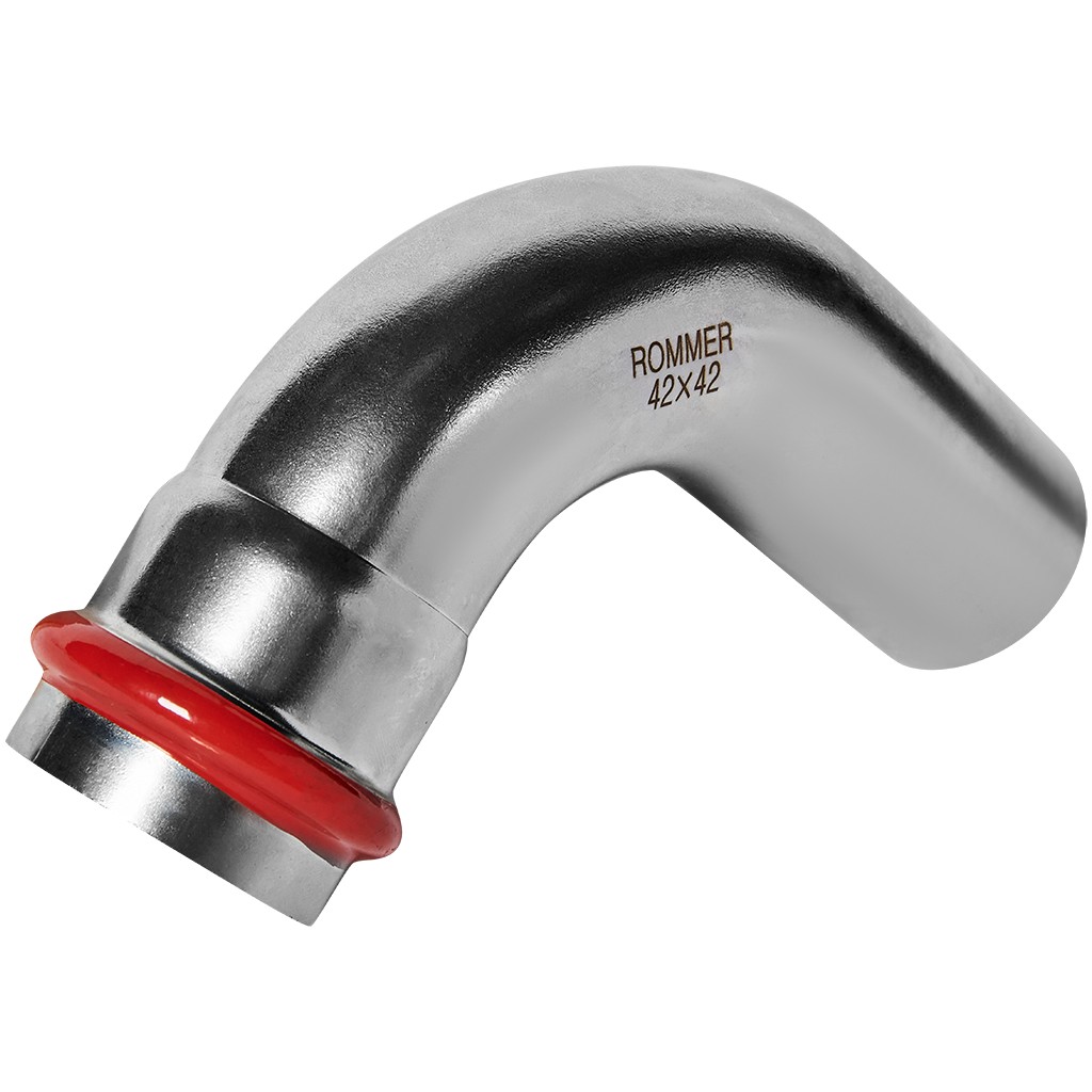 Угольник ROMMER однораструбный 90° ВПр-НПр, 42, из нержавеющей стали прессовой, RSS-1002-000042