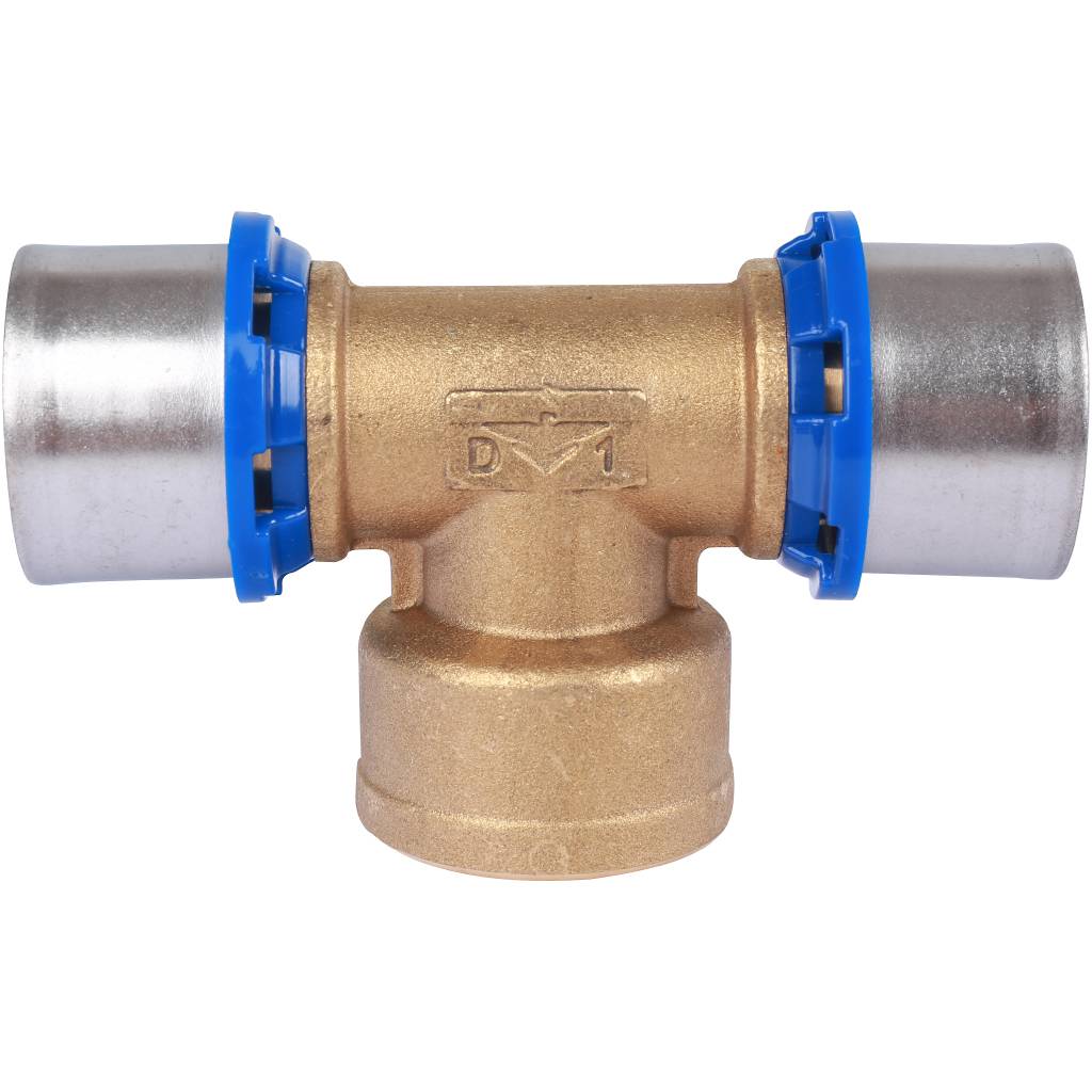 Тройник Prandelli Multyrama с внутренней резьбой (32х3,0)х1 профиль H, TH, U для металлопластиковых труб прессовой, 509.08.13.2