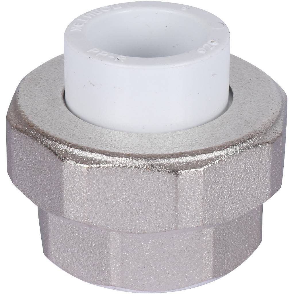 Муфта разъемная с внутренней резьбой Политэк 20х1 для полипропиленовых труб под сварку (цвет белый)