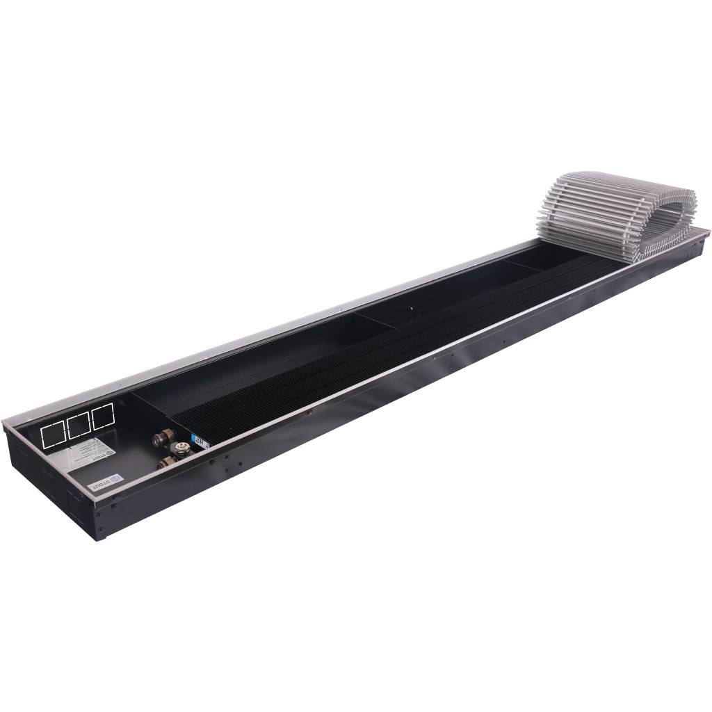 Внутрипольный конвектор STOUT SCN-1100 80х300х2000 (Решётка роликовая) правое подключение, SCN-1100-0830200