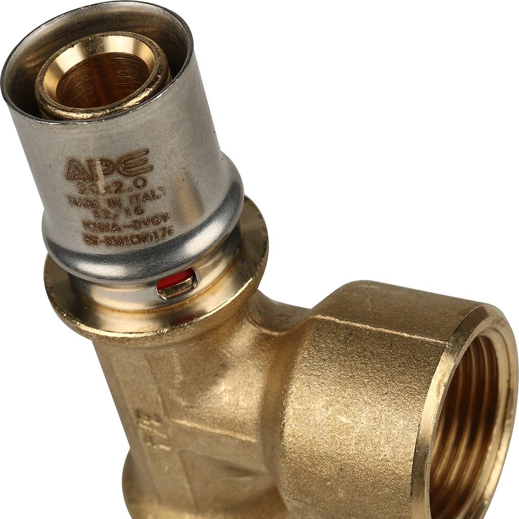 Тройник-переходник STOUT с внутренней резьбой 20х3/4 х20 для металлопластиковых труб прессовой, SFP-0007-003420