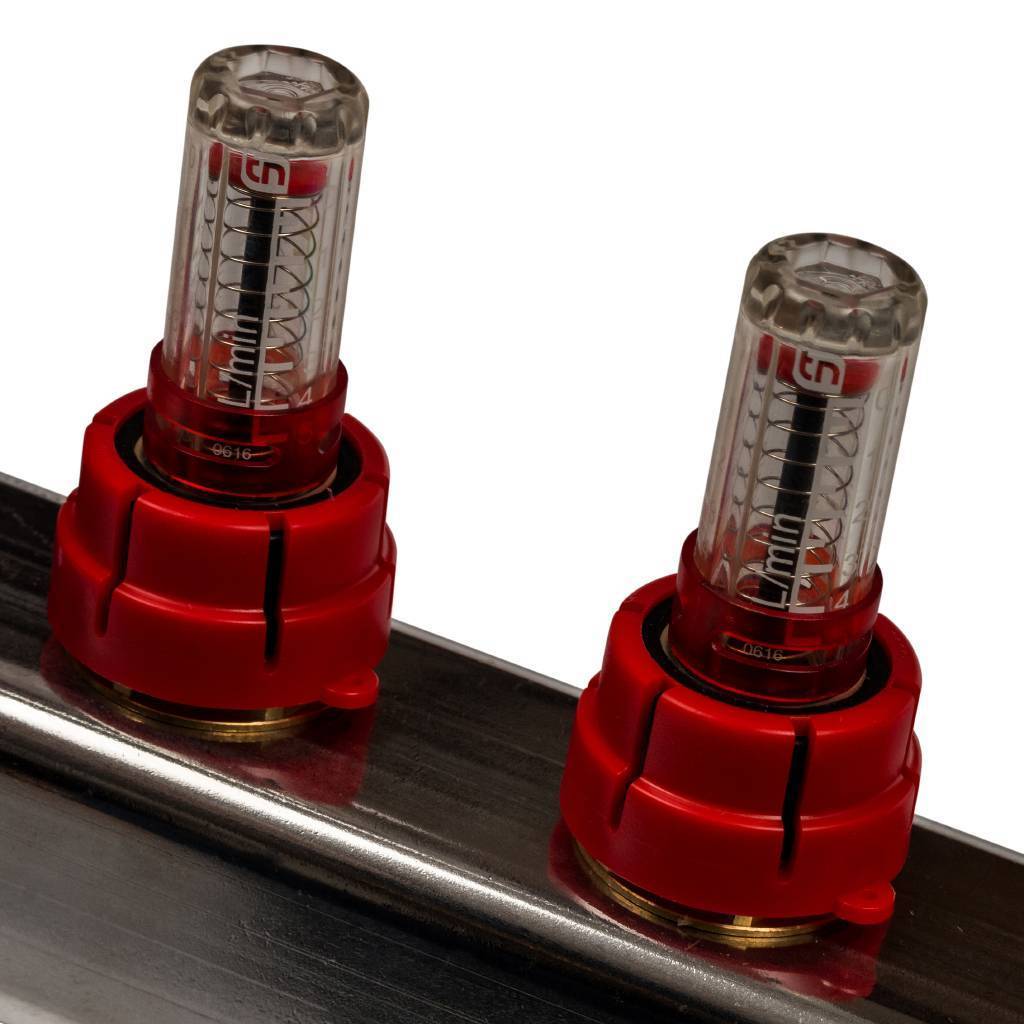 Коллектор из нержавеющей стали с расходомерами, с клапаном вып. воздуха и сливом STOUT 7 выходов, SMS-0927-000007