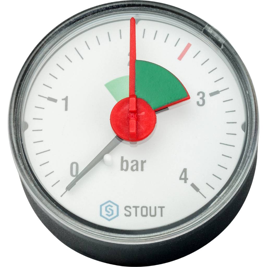 STOUT Манометр аксиальный с указателем предела 50 мм