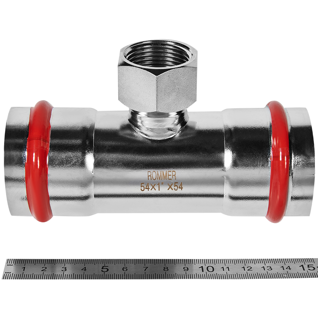 Тройник-переходник-ВР ROMMER 54х1 из нержавеющей стали прессовой