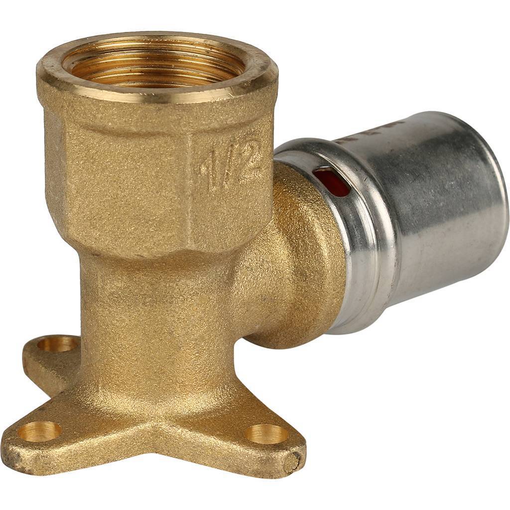 Угольник STOUT настенный с креплением короткий 1/2 х20 для металлопластиковых труб прессовой, SFP-0018-001220