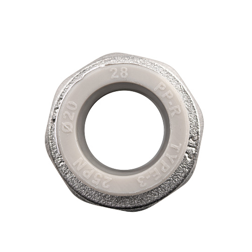 Муфта комбинированная разъемная (Американка) PPR внутренняя резьба 20х 1/2,  серый, RTP