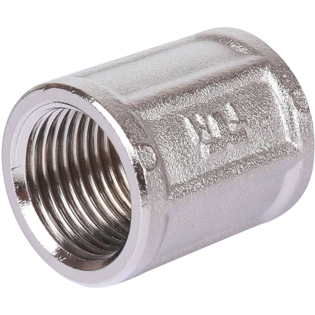 Муфта TIEMME ВВ никелированная 1/2х1/2 для стальных труб резьбовой, 1500136