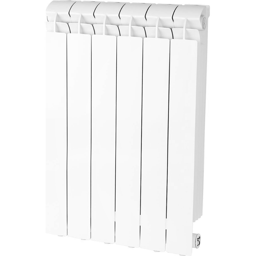 Радиатор алюминиевый Global GL-600 6 секций боковое подключение (белый RAL 9010)