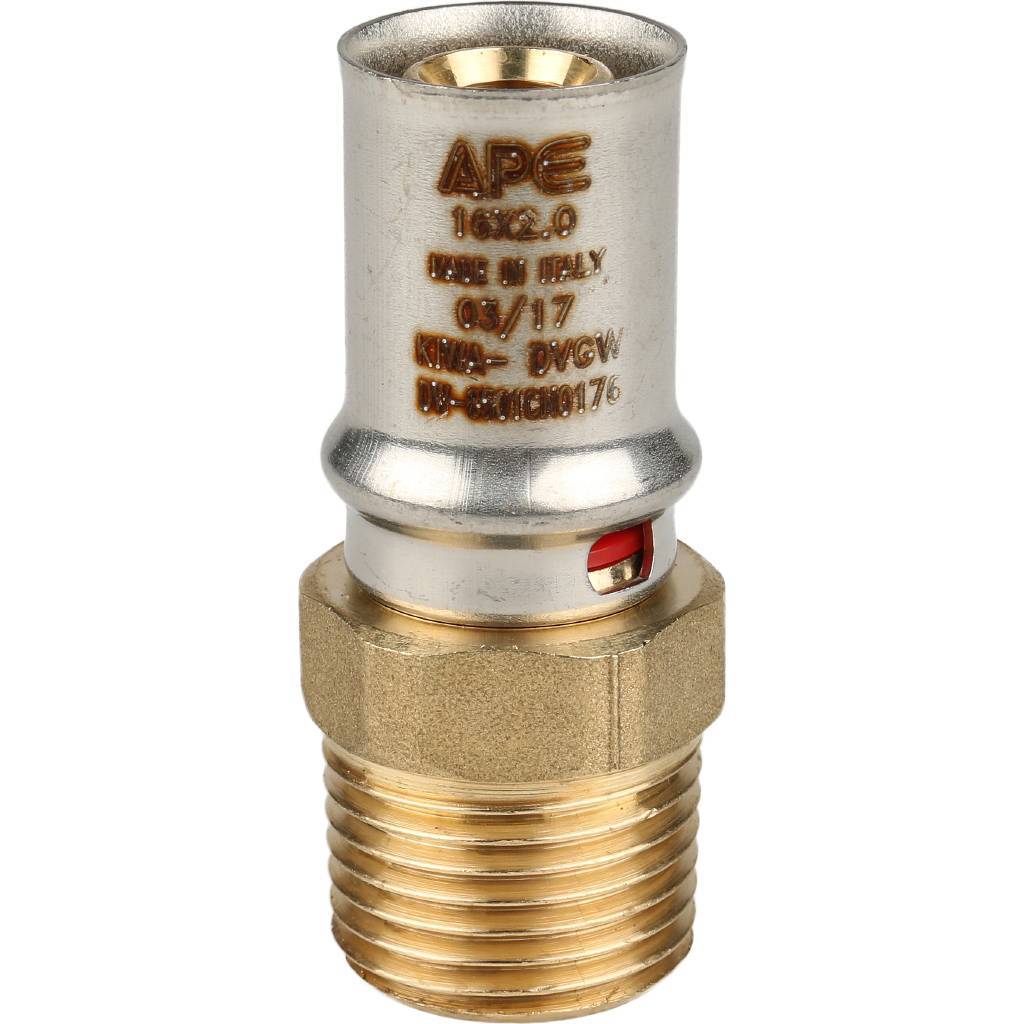 Переходник STOUT с наружной резьбой 1/2 х16 для металлопластиковых труб прессовой, SFP-0001-001216