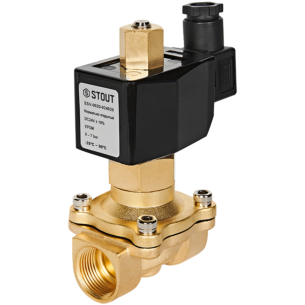 Клапан соленоидный (электромагнитный) STOUT прямого действия НО 24В G3/4 SSV-0020-024020