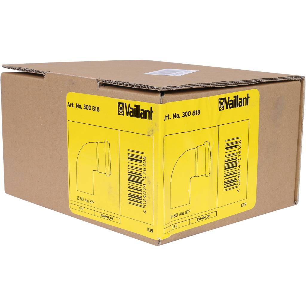 Отвод Vaillant 90 DN 80 белый, 300818