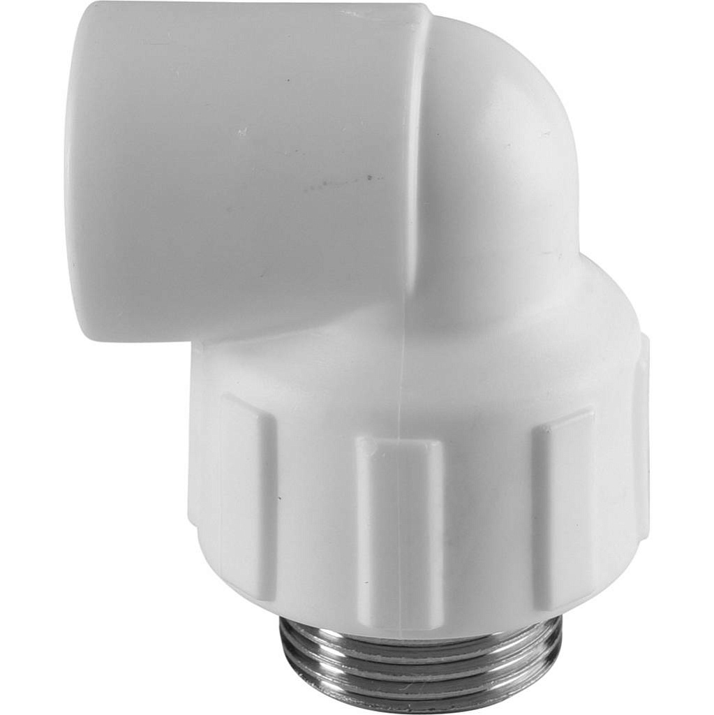 Угольник Политэк 20x3/4 с наружной резьбой для полипропиленовых труб под сварку (цвет белый), 9410002034