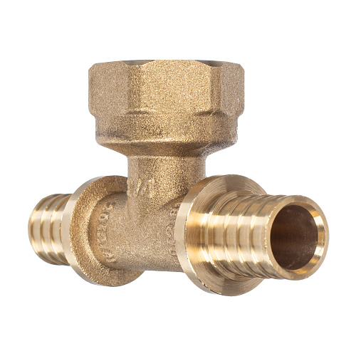 Тройник аксиальный, латунь, внутренняя резьба,20х3/4, желтый, RTP