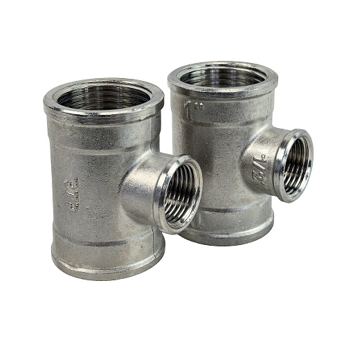 Тройник переходной, латунь, внутренняя/внутренняя/внутренняя резьба 1х3/4х1, никель, RTP