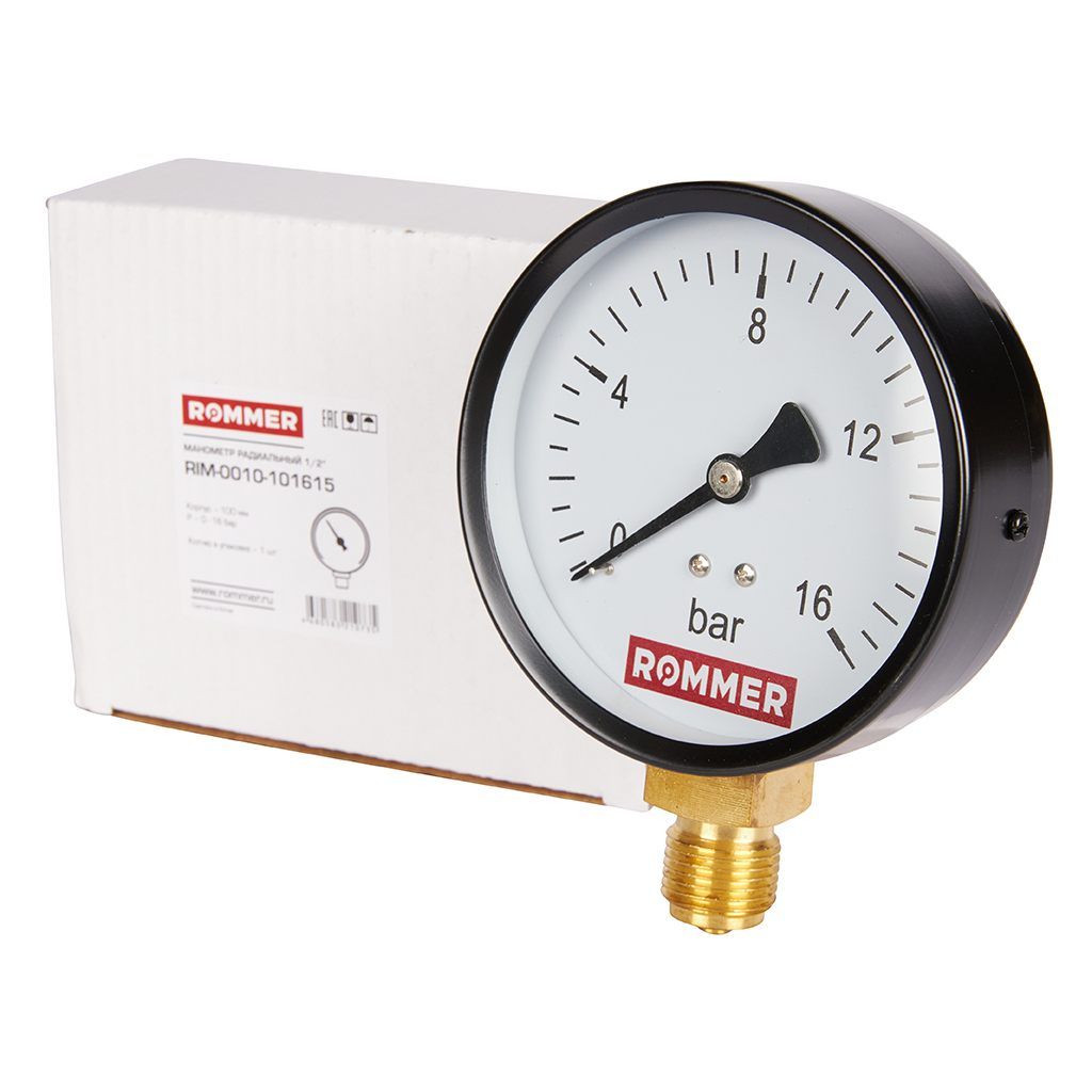 Манометр радиальный ROMMER 100 мм 1/2