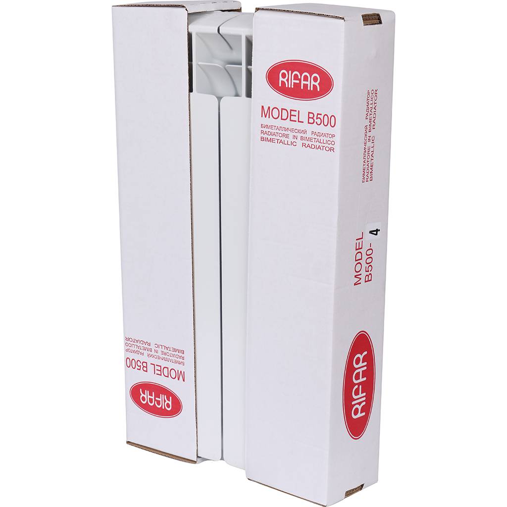 Радиатор биметаллический RIFAR BASE VENTIL 500 BVR 4 секции нижнее правое подключение (белый RAL 9016), 1RB50.VR-4