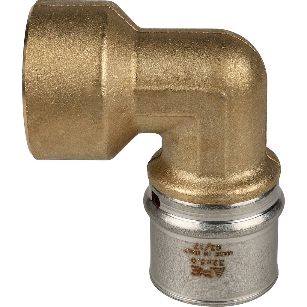 Угольник-переходник STOUT с внутренней резьбой 1 х32 для металлопластиковых труб прессовой, SFP-0010-000132