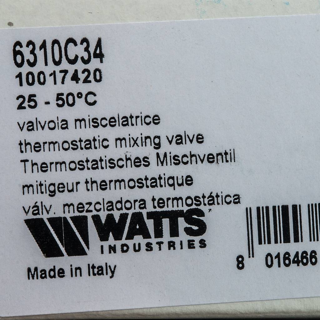 Термостатический смеситель Watts 3/4 BH AQUAMIX (25-50*C), 10017420
