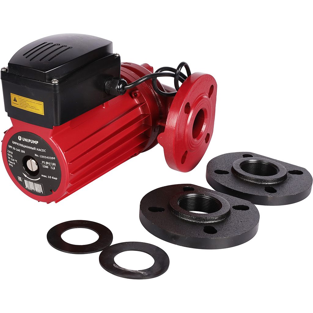*10092 UNIPUMP Насос циркуляц. (отопл.) UPF 50-160 280 (Фланцевое присоед.DN50, 220В, Wмакс - 1300 Вт, Нmax-16м, Qmax - 16 куб.м/час), 10092