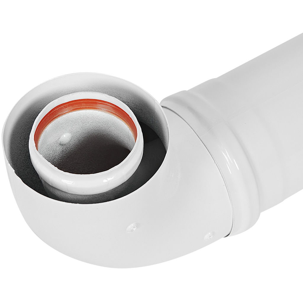 Комплект традиционного дымохода ROMMER АНТИЛЕД D60/100, L1220 (Bosch,Buderus,Navien S/C/E,Baxi ECO Nova(кроме 31F и 1.31F)/Classic,Fondital) в комп. фланец