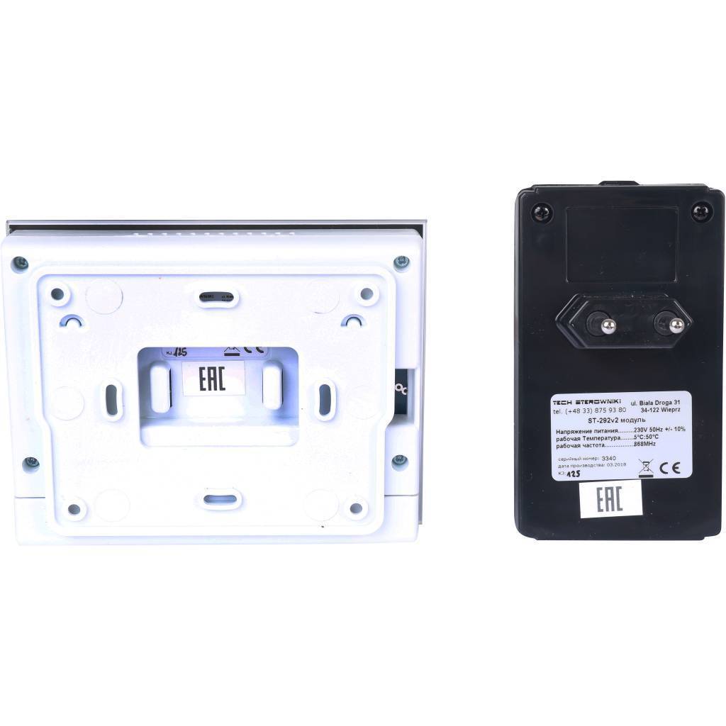 Беcпроводной комнатный двухпозиционный терморегулятор, черный TECH ST-292 v2