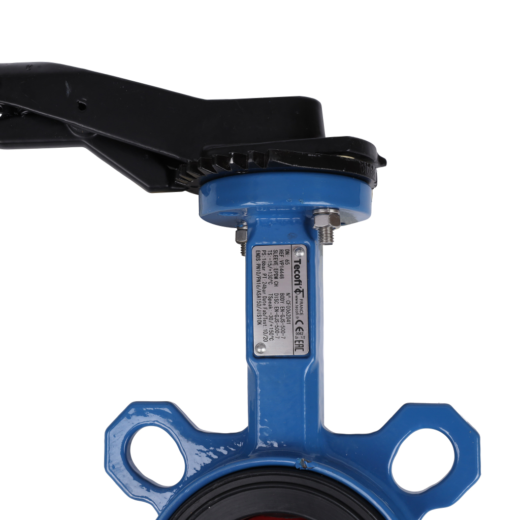 *VPI4448-02EP0065 Tecofi Затвор дисковый поворотный межфланцевый Tecfly с ручкой, корпус и диск ковкий чугун, манжета EPDM, PN16, DN 65