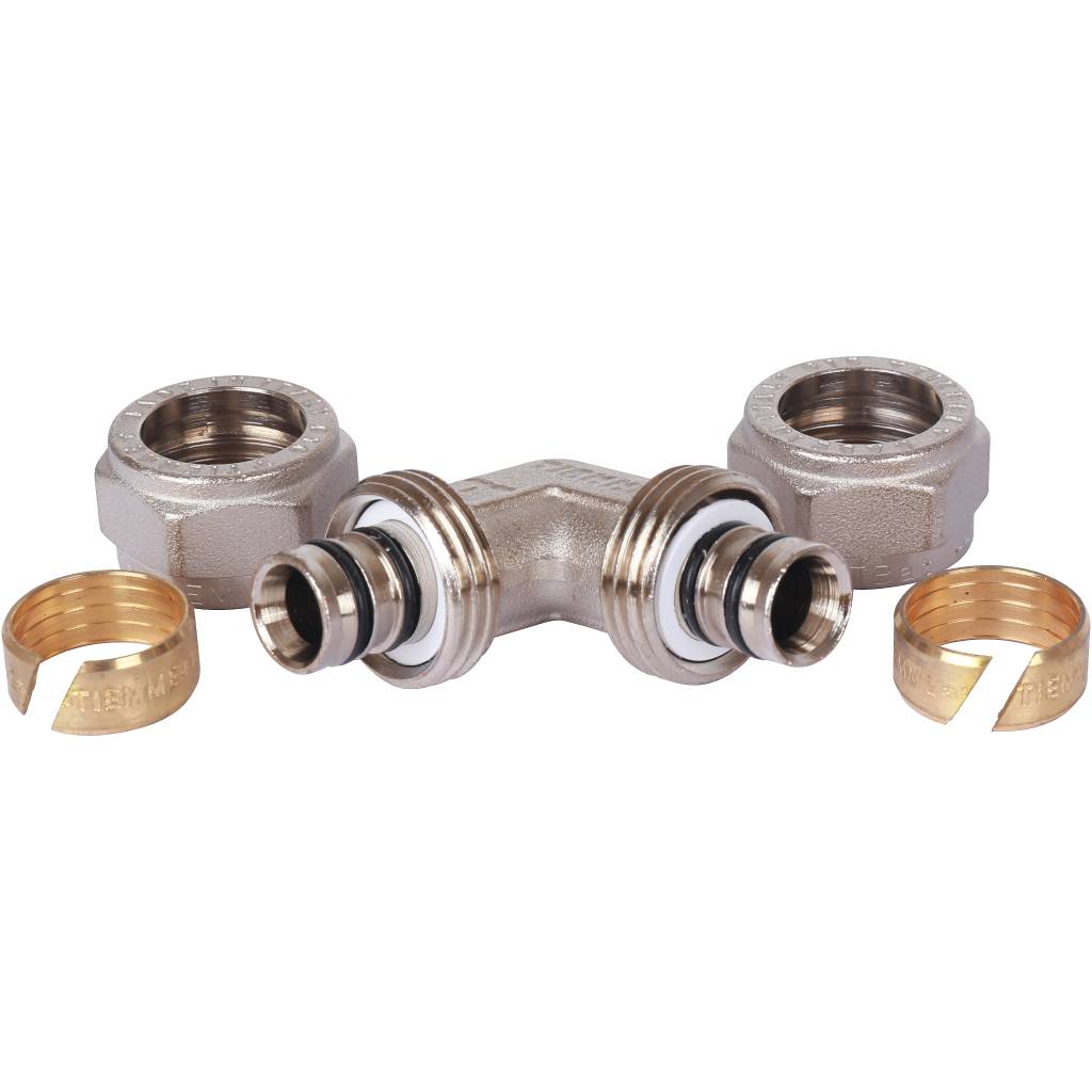 Угольник TIEMME 90° (16х2.0) для металлопластиковых труб винтовой, 1600008