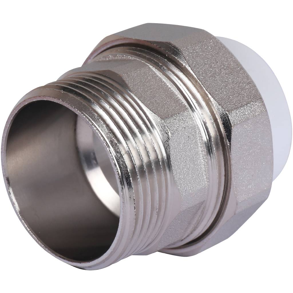 Муфта разъемная с наружной резьбой Политэк 32х1 1/4 для полипропиленовых труб под сварку (цвет белый), 9800003214