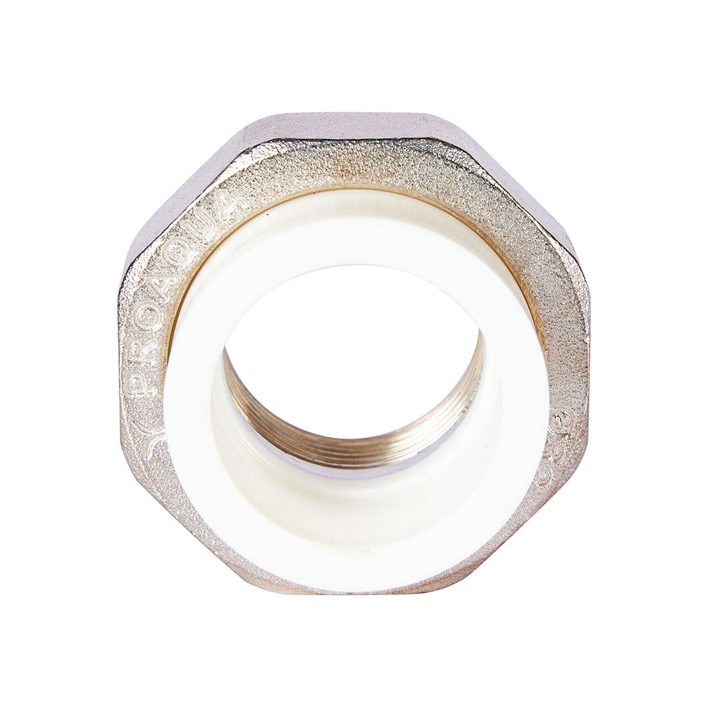 Муфта комбинированная Pro Aqua d=32-1 PP-R разъемная (американка) УСИЛЕННАЯ ВР Белая, PA20018S