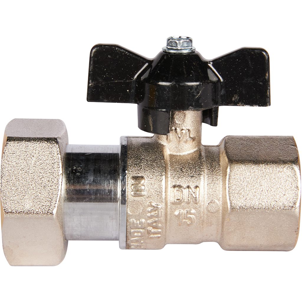 Кран шаровой STOUT 3/4x1 с накидной гайкой, ВР/накидная гайка, ручка бабочка