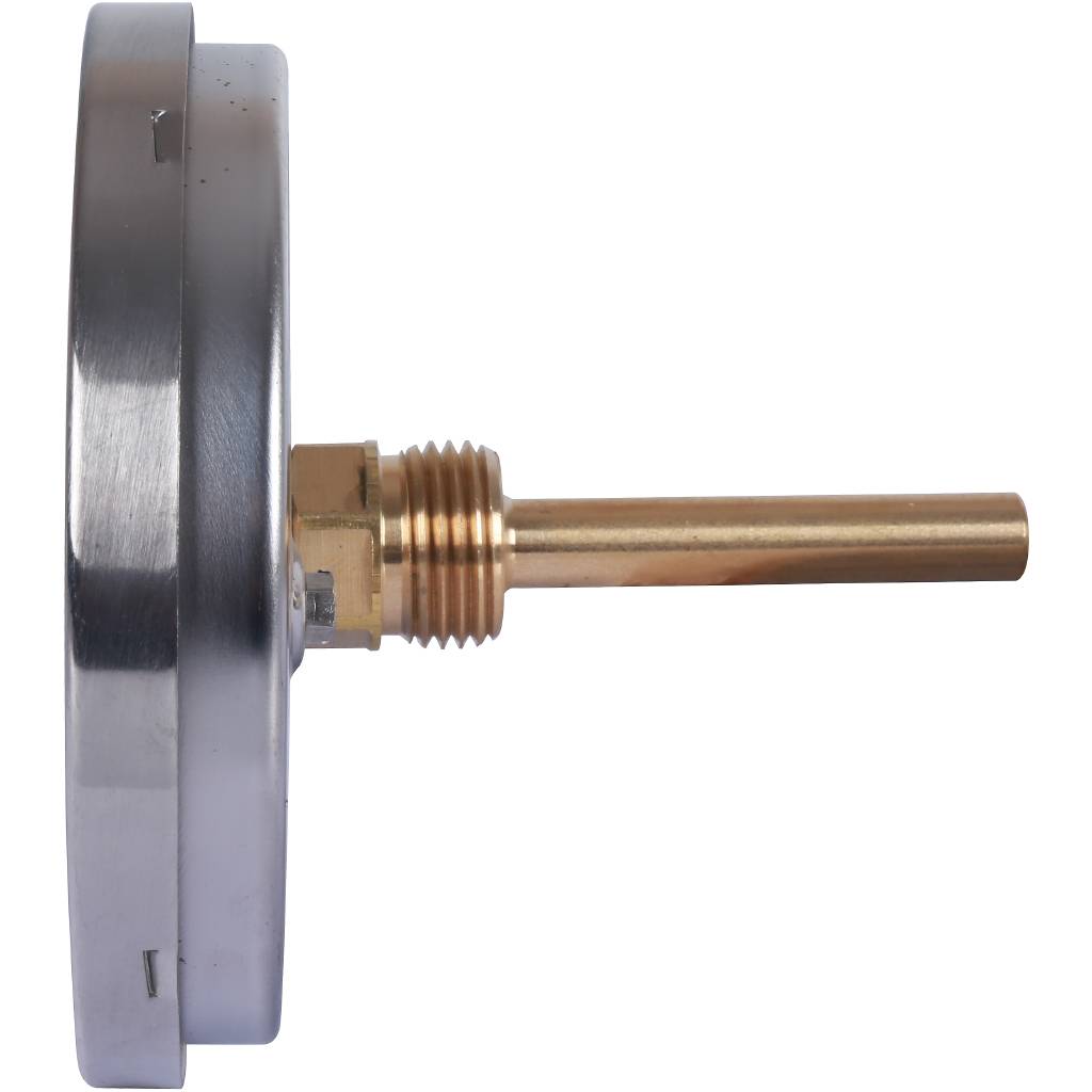 Термометр биметаллический погружной РОСМА 100 мм c гильзой 120 градусов 1/2 осевой шток 64х6 мм БТ-41.211