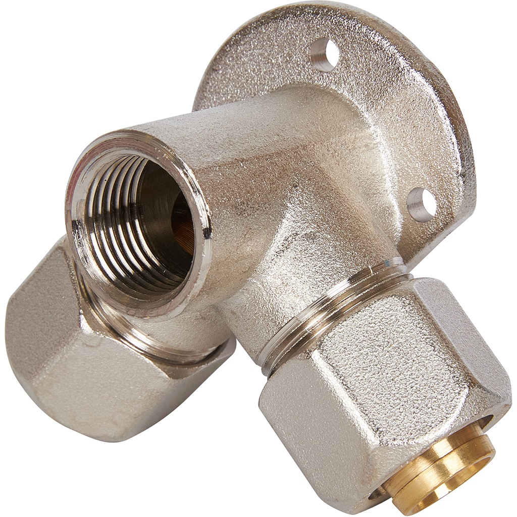 Тройник STOUT настенный с креплением для металлопластиковых труб винтовой, SFS-0014-001220