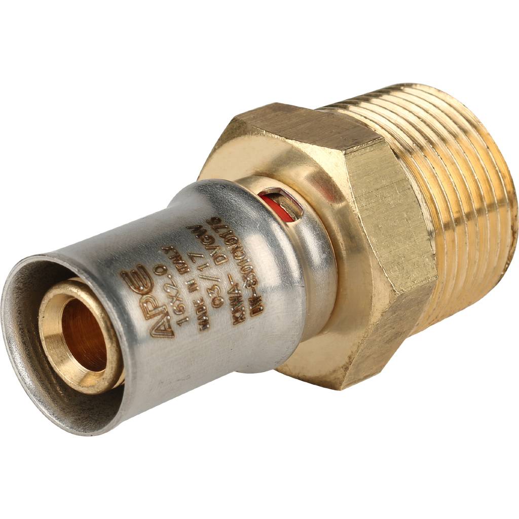 Переходник STOUT с наружной резьбой 3/4 x16 для металлопластиковых труб прессовой, SFP-0001-003416