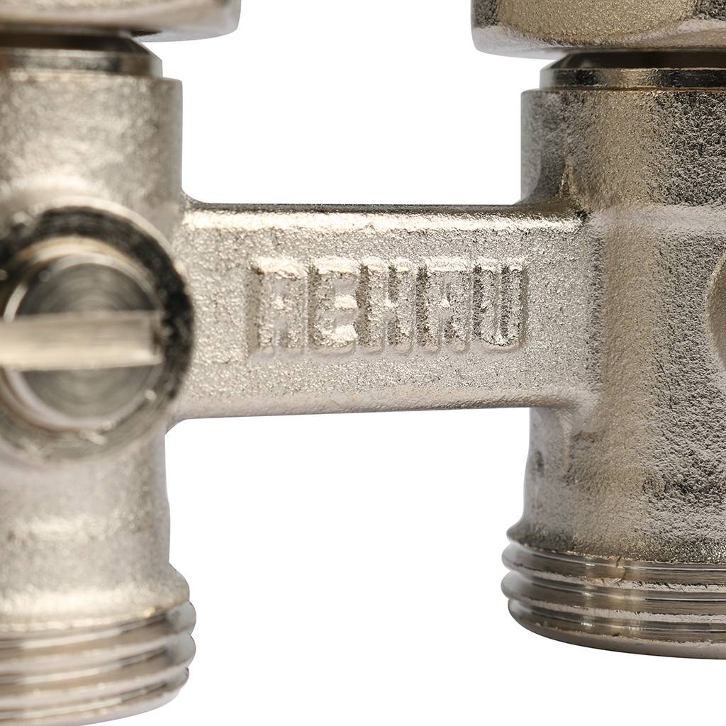 *12407271001 REHAU RAUTITAN Пара шаровых кранов с соед. нип. G 1/2xG 3/4, прямой (никелирован.), 12407271001