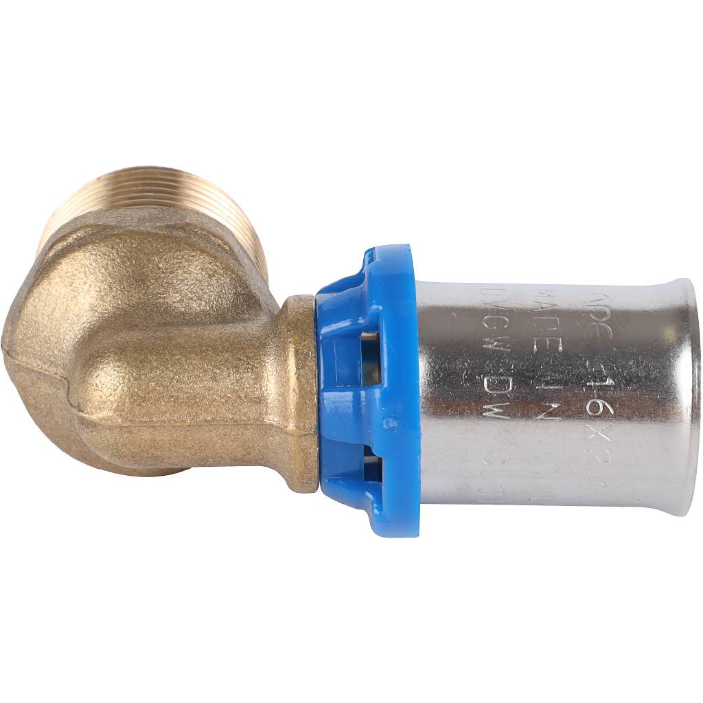 Угольник-переходник APE с наружной резьбой 1/2 х16 для металлопластиковых труб прессовой, ARL3003100