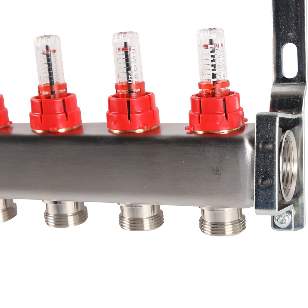 Коллектор из нержавеющей стали с расходомерами ROMMER 8 выходов, RMS-1200-000008