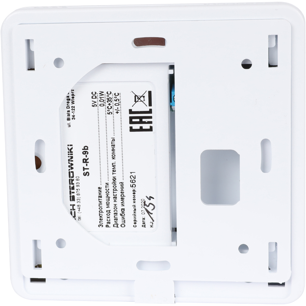 Проводной комнатный терморегулятор белый TECH R-9b, WG.11.0544