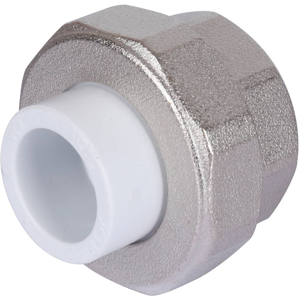 Муфта разъемная с внутренней резьбой Политэк 20х1 для полипропиленовых труб под сварку (цвет белый), 9801002001